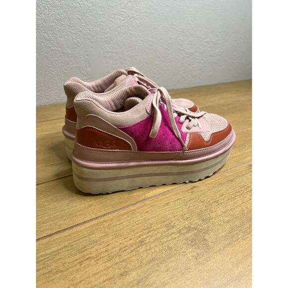 UGG Platform Sneakers Pink Suede Leather Chunky Womens Size 9 - Picture 9 of 16